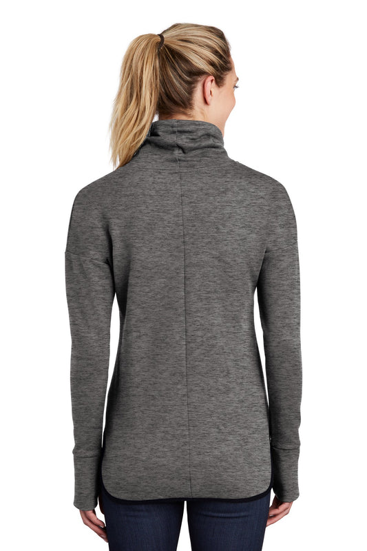 Sport-Tek Women's Triumph Cowl Neck Pullover LST280 Dark Grey Heather