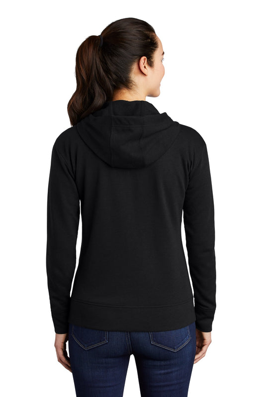 Sport-Tek Women's PosiCharge Tri-Blend Wicking Fleece Full-Zip Hooded Jacket LST293 Black Triad Solid