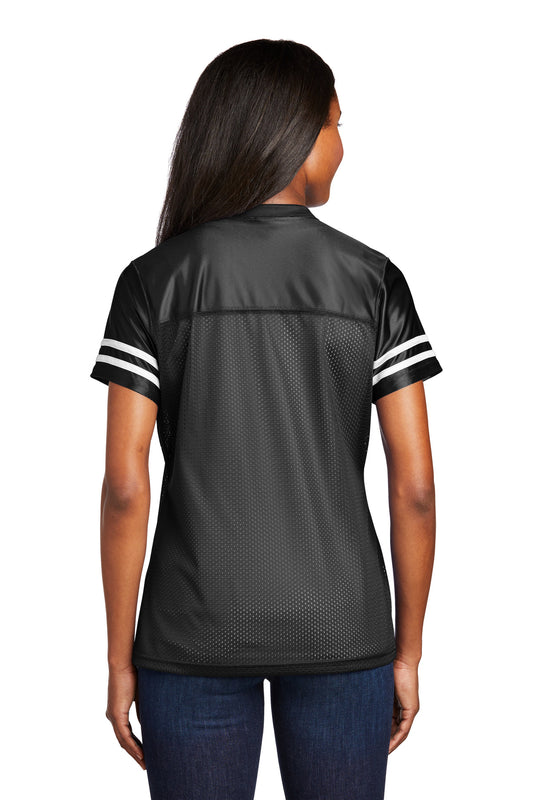 Sport-Tek Women's PosiCharge Replica Jersey. LST307 Black/ White