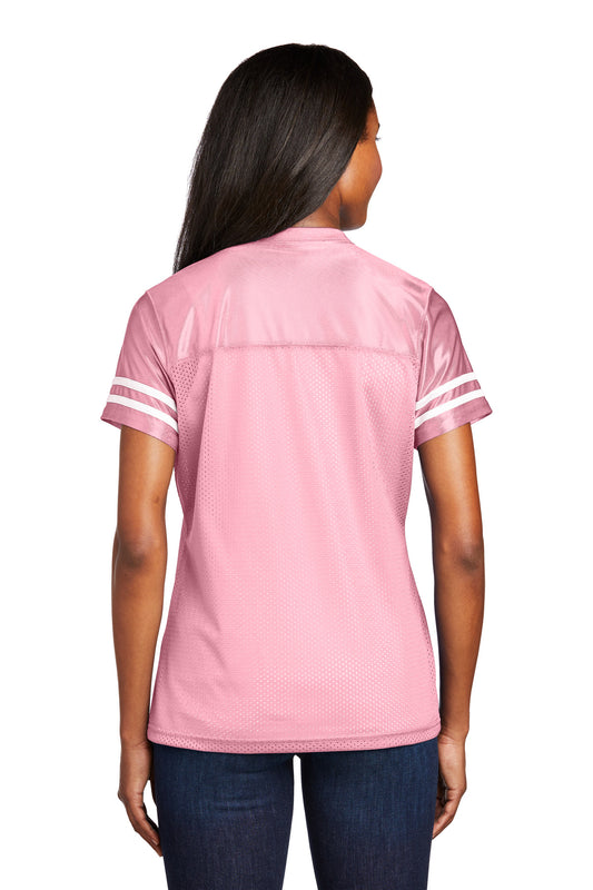 Sport-Tek Women's PosiCharge Replica Jersey. LST307 Light Pink/ White