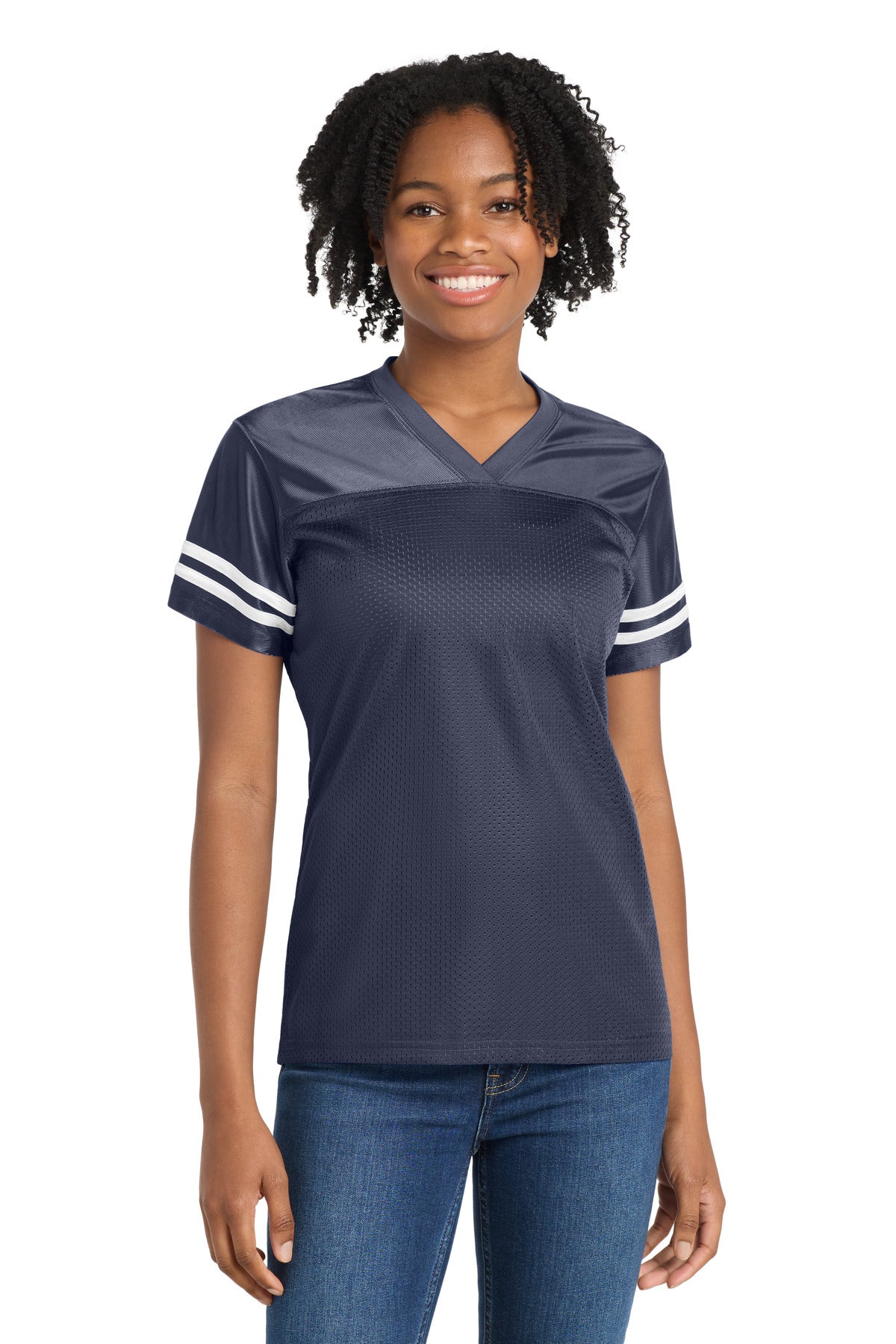 Sport-Tek Women's PosiCharge Replica Jersey LST307 True Navy/ White