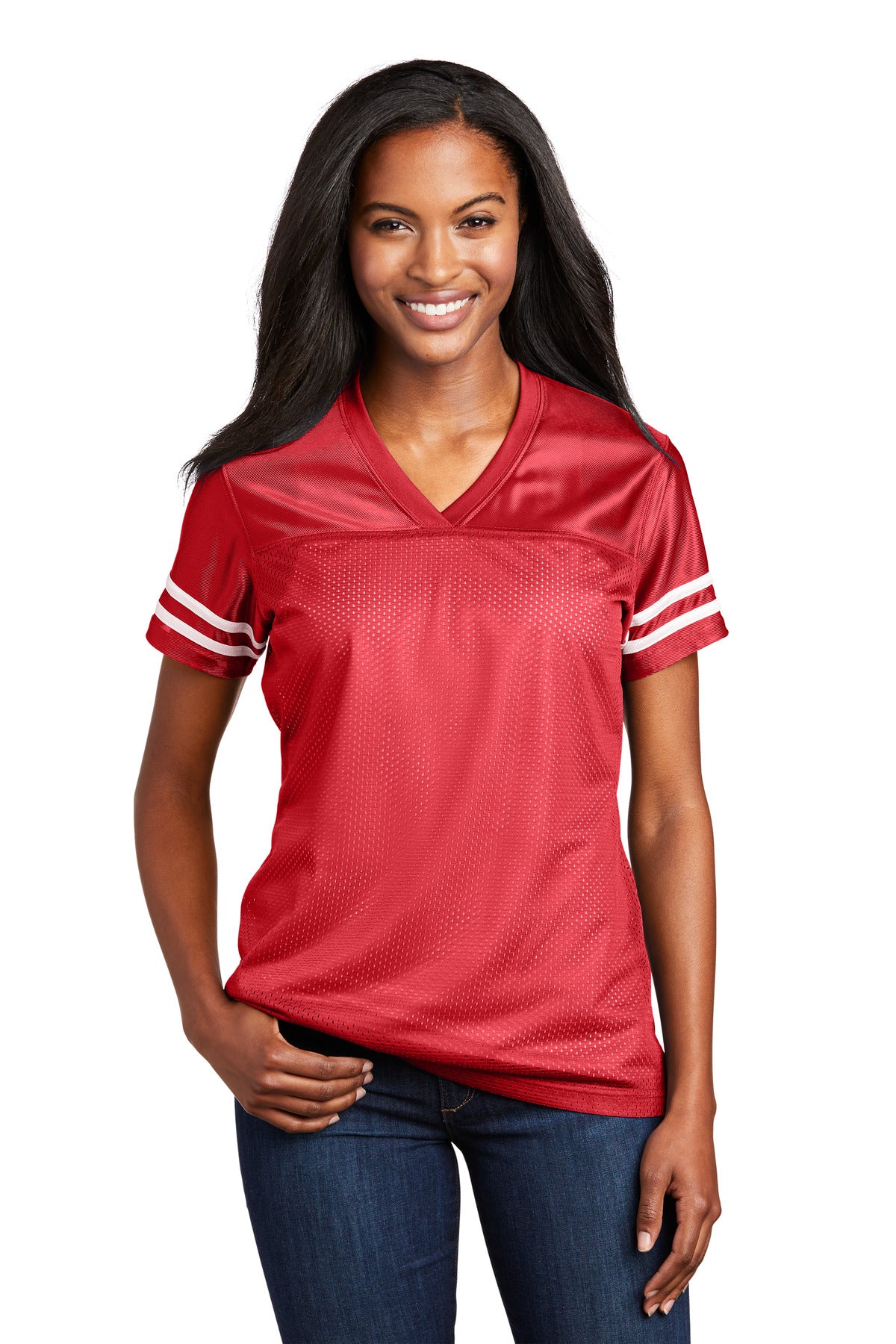 Sport-Tek Women's PosiCharge Replica Jersey LST307 True Red/ White