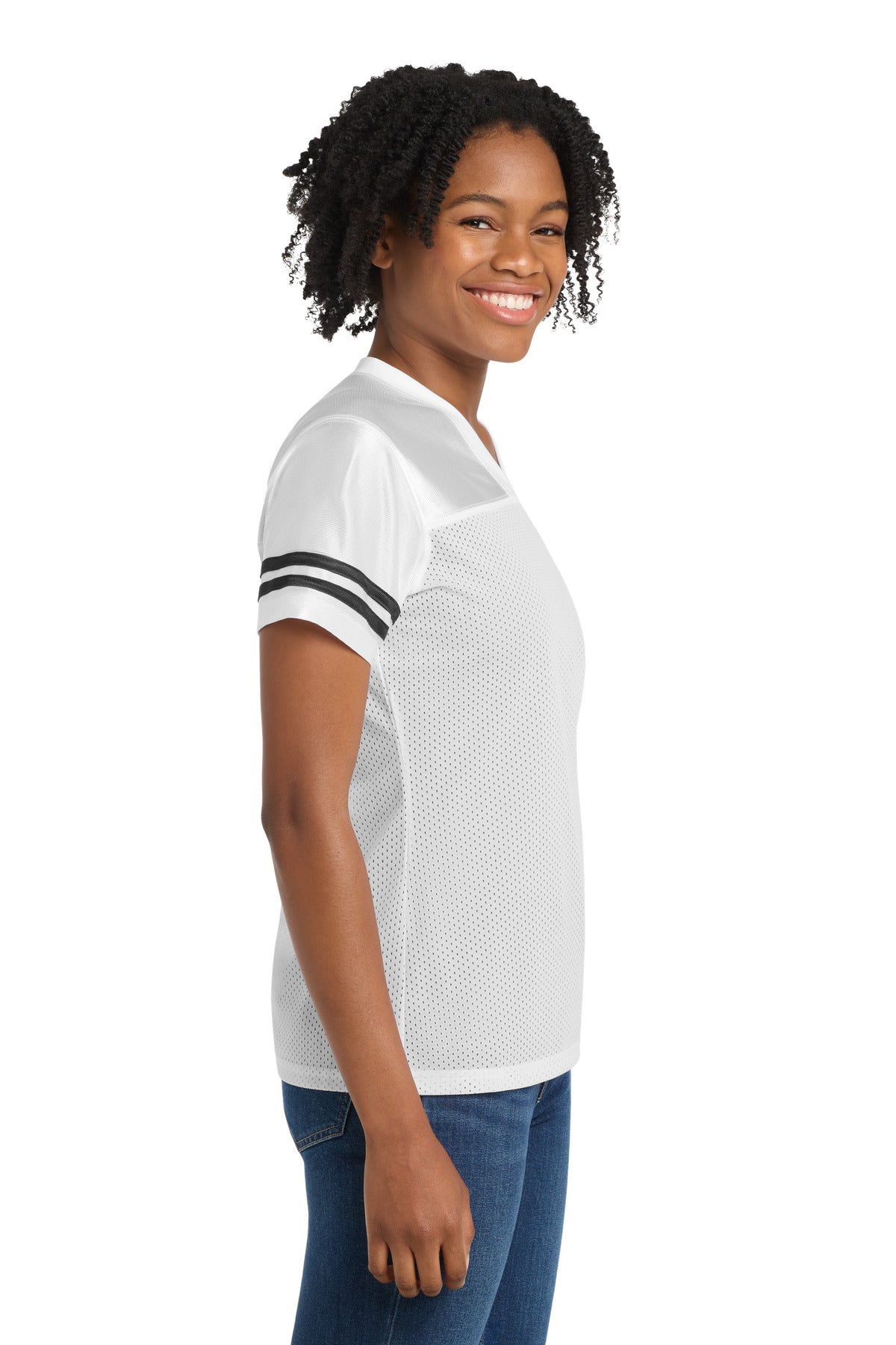 Sport-Tek Women's PosiCharge Replica Jersey LST307 White/ Black