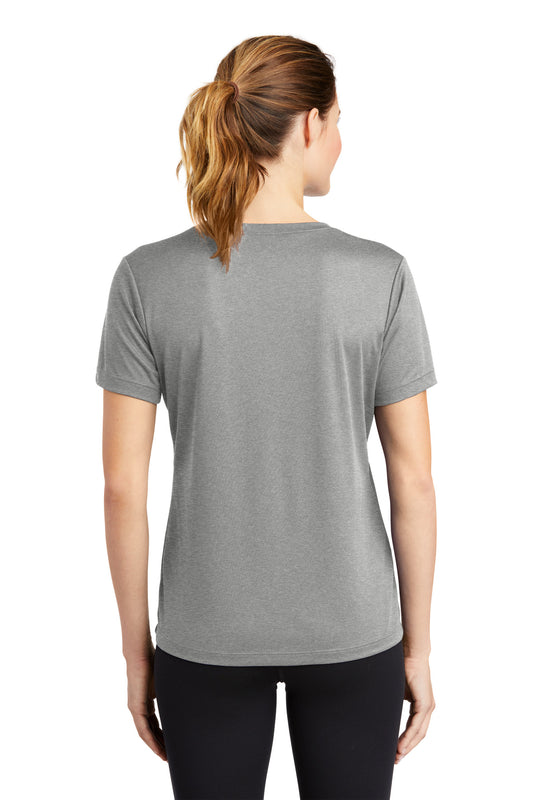 Sport-Tek Women's PosiCharge RacerMesh V-Neck Tee. LST340 Grey Heather