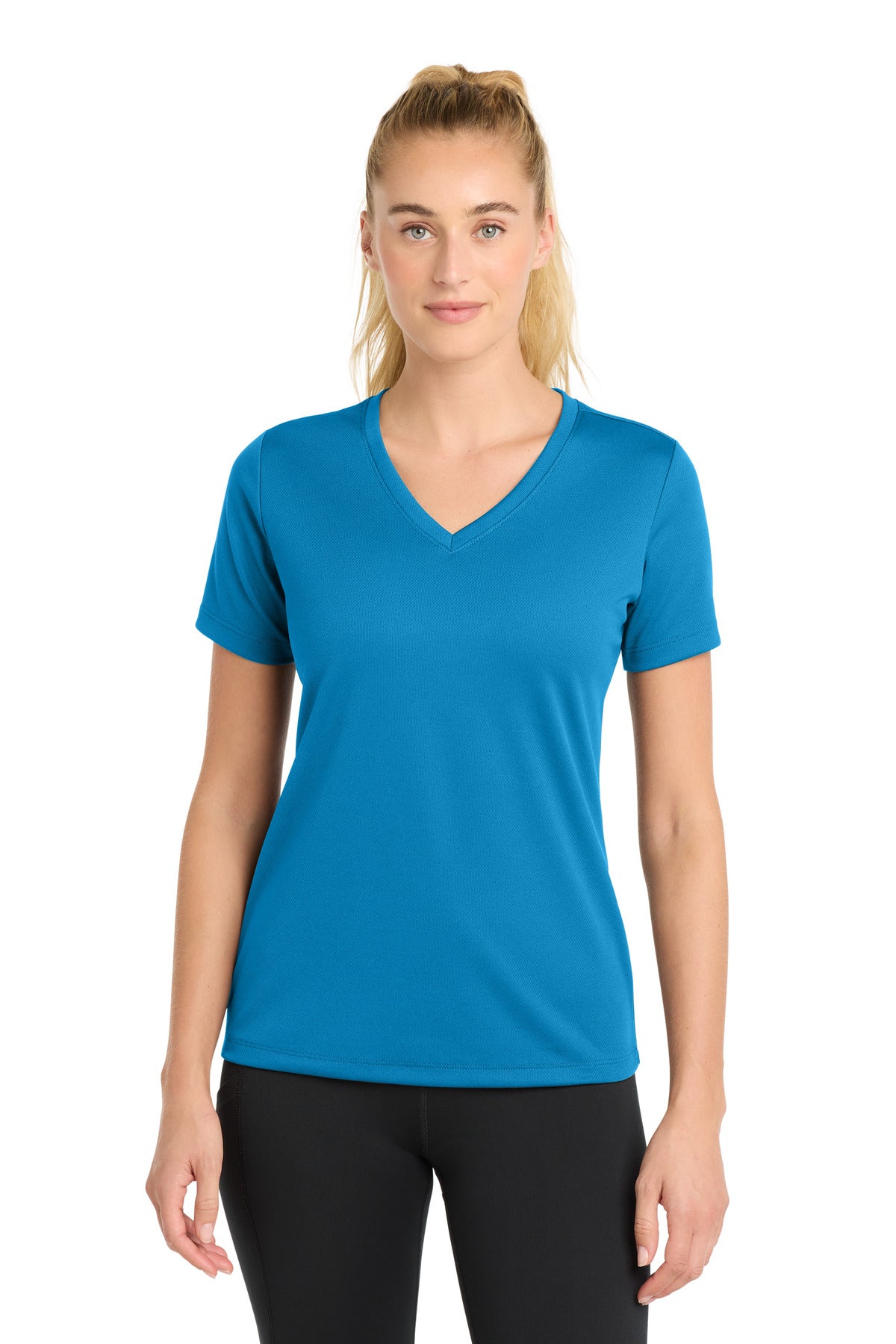 Sport-Tek Women's PosiCharge RacerMesh V-Neck Tee LST340 Pond Blue