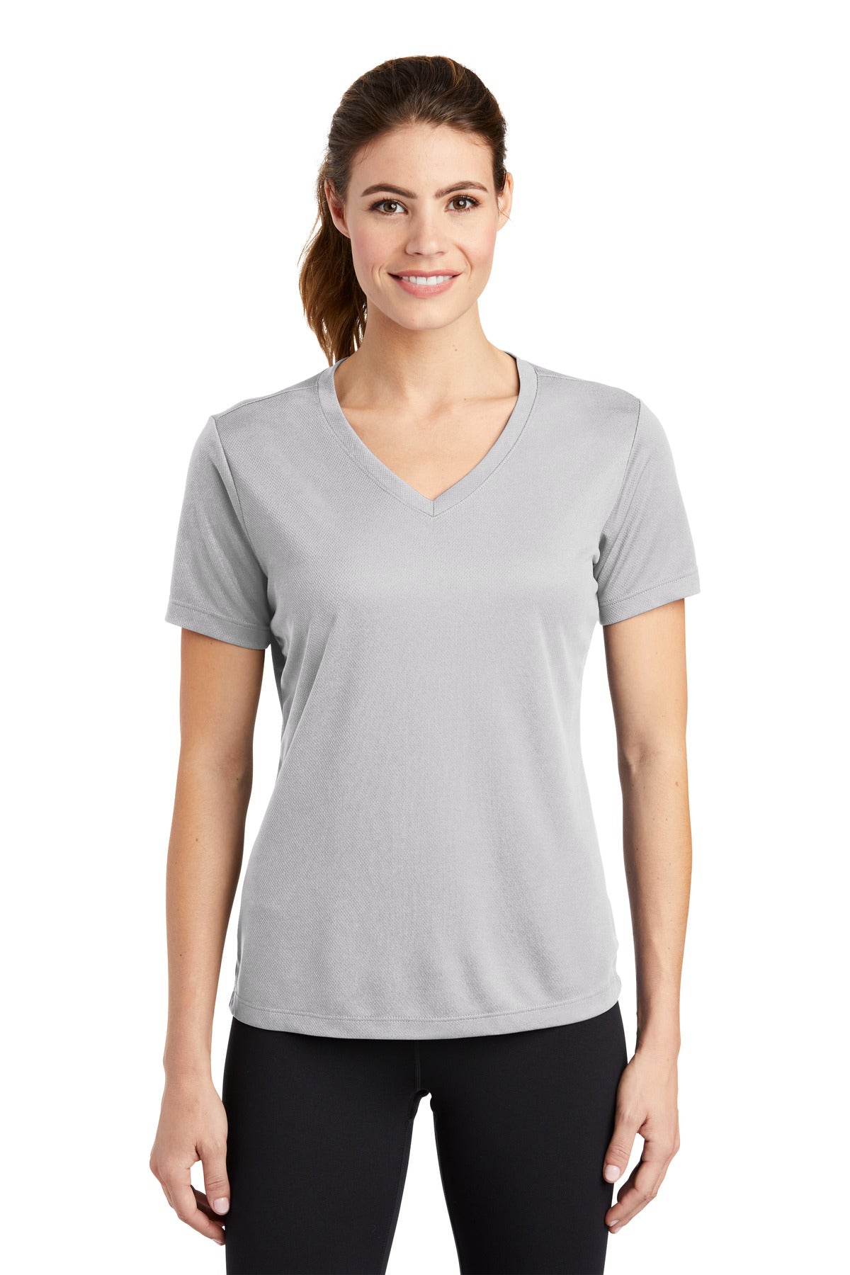 Sport-Tek Women's PosiCharge RacerMesh V-Neck Tee LST340 Silver