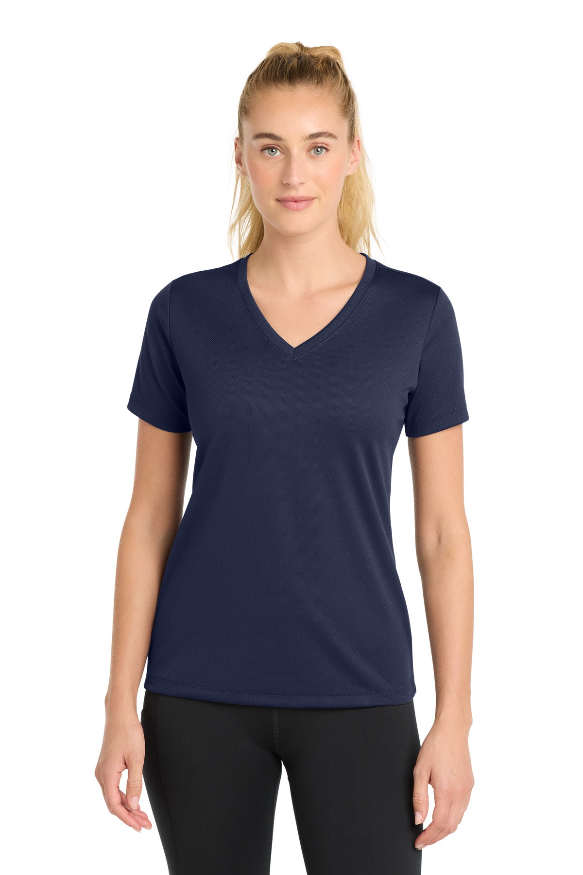 Sport-Tek Women's PosiCharge RacerMesh V-Neck Tee LST340 True Navy