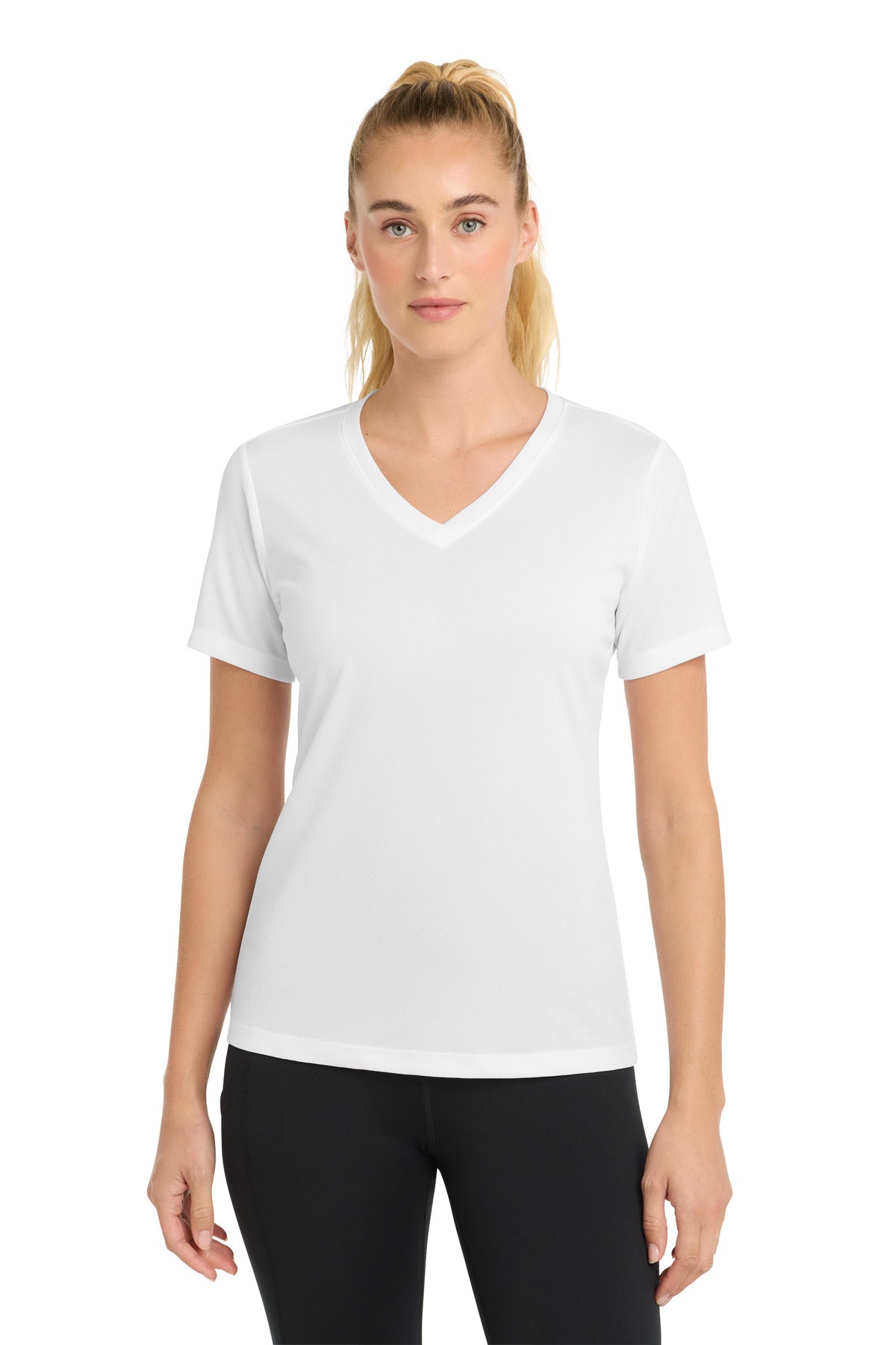Sport-Tek Women's PosiCharge RacerMesh V-Neck Tee LST340 White