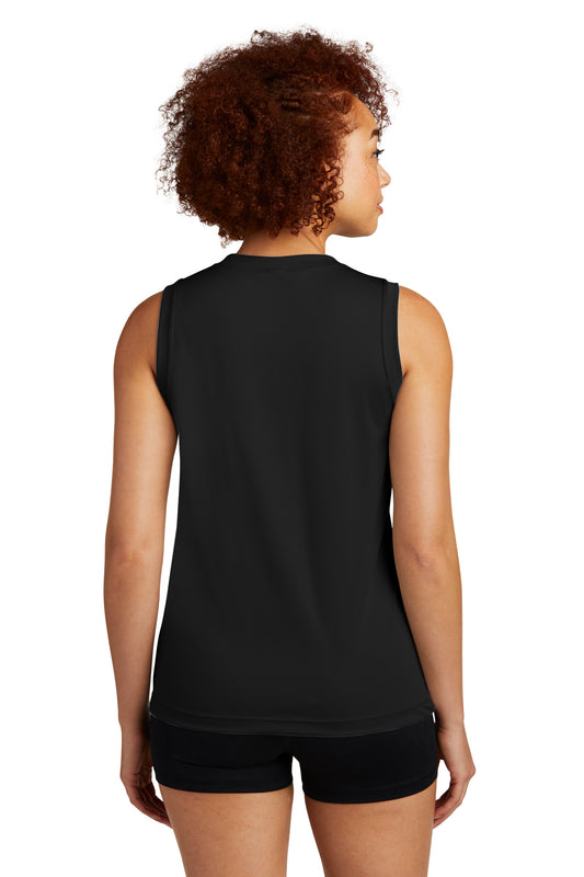 Sport-Tek Women's Sleeveless PosiCharge Competitor V-Neck Tee. LST352 Black