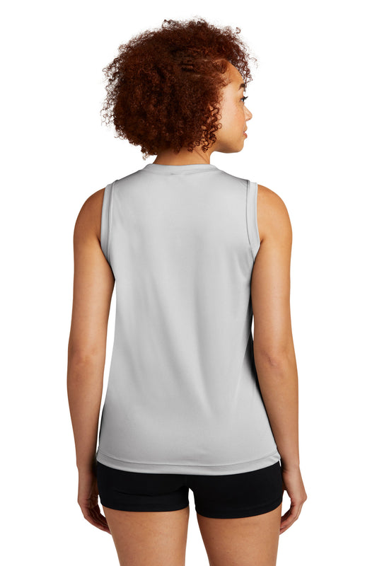 Sport-Tek Women's Sleeveless PosiCharge Competitor V-Neck Tee. LST352 Silver