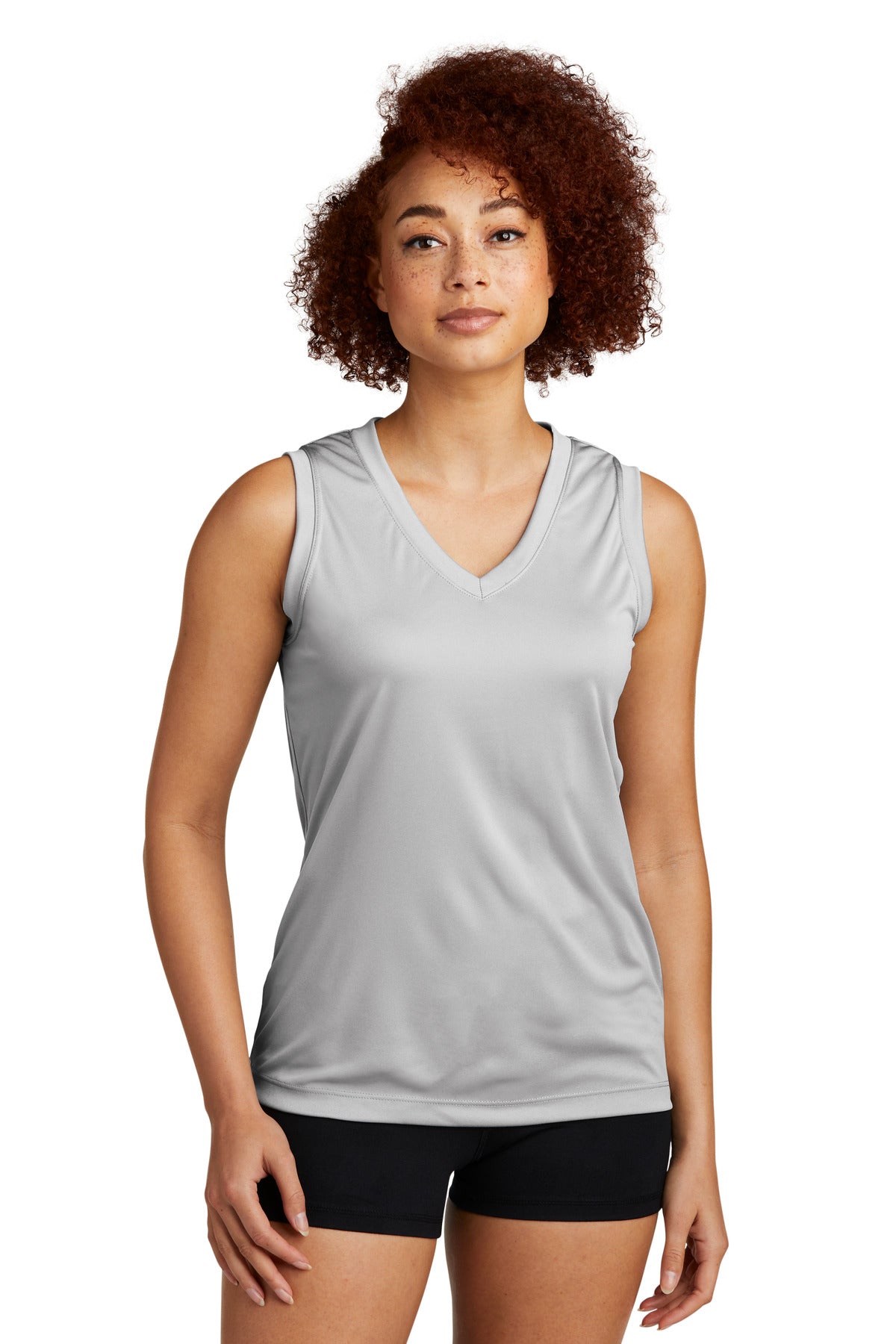 Sport-Tek Women's Sleeveless PosiCharge Competitor V-Neck Tee LST352 Silver
