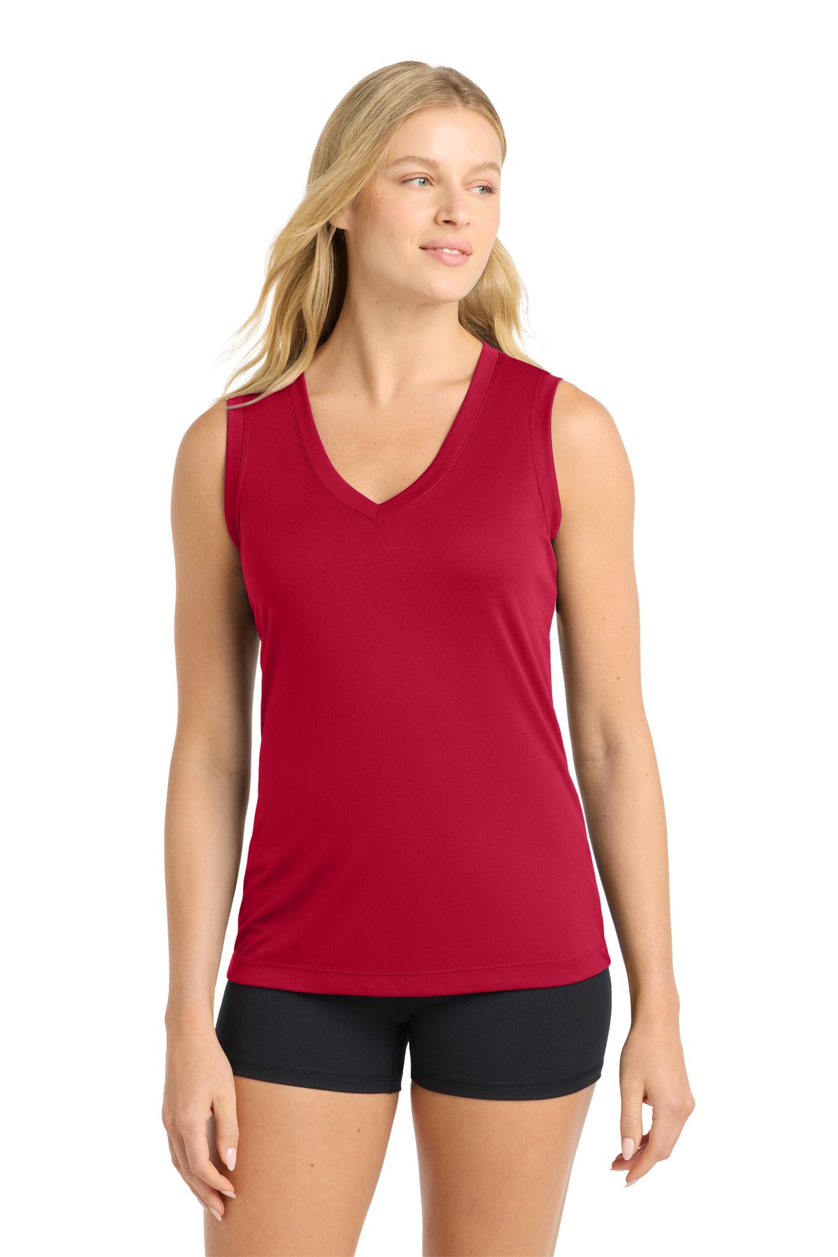 Sport-Tek Women's Sleeveless PosiCharge Competitor V-Neck Tee LST352 True Red