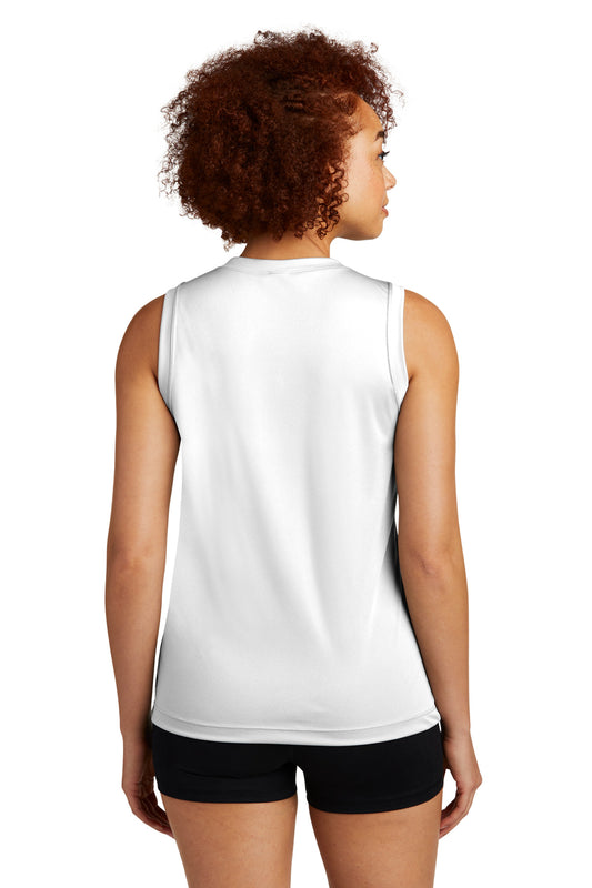 Sport-Tek Women's Sleeveless PosiCharge Competitor V-Neck Tee. LST352 White
