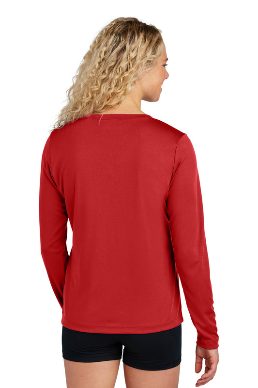 Sport-Tek Women's Long Sleeve PosiCharge Competitor V-Neck Tee. LST353LS Deep Red
