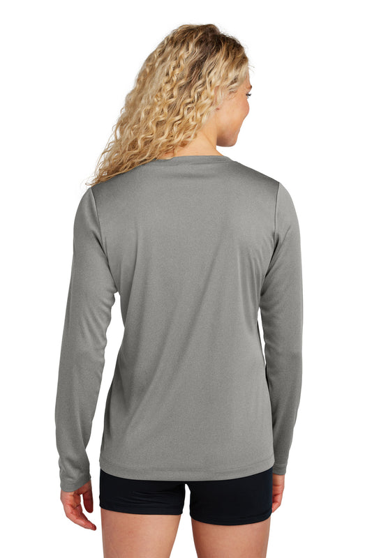 Sport-Tek Women's Long Sleeve PosiCharge Competitor V-Neck Tee. LST353LS Grey Concrete Heather