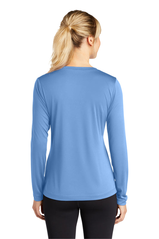 Sport-Tek Women's Long Sleeve PosiCharge Competitor V-Neck Tee. LST353LS Carolina Blue