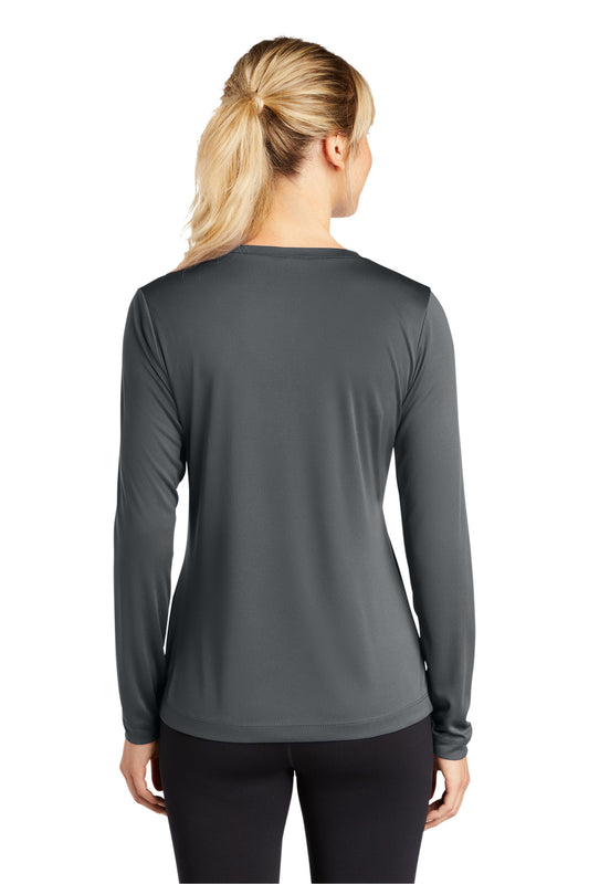 Sport-Tek Women's Long Sleeve PosiCharge Competitor V-Neck Tee. LST353LS Iron Grey