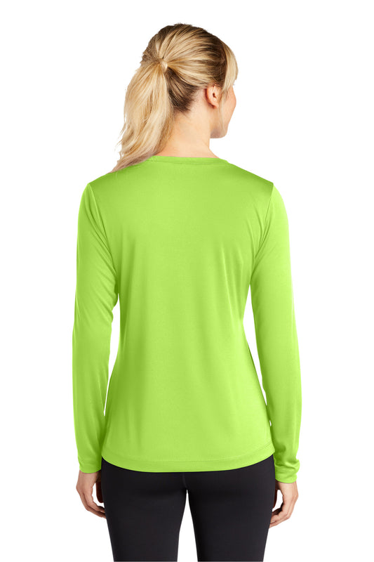 Sport-Tek Women's Long Sleeve PosiCharge Competitor V-Neck Tee. LST353LS Lime Shock