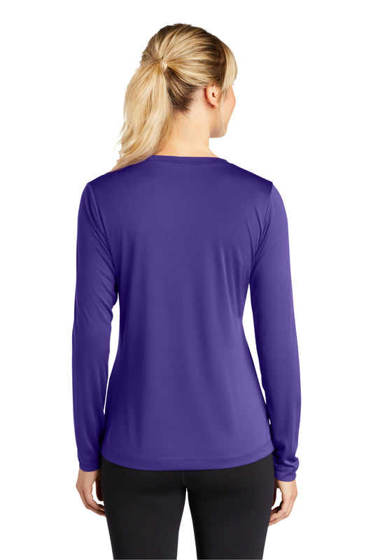 Sport-Tek Women's Long Sleeve PosiCharge Competitor V-Neck Tee. LST353LS Purple