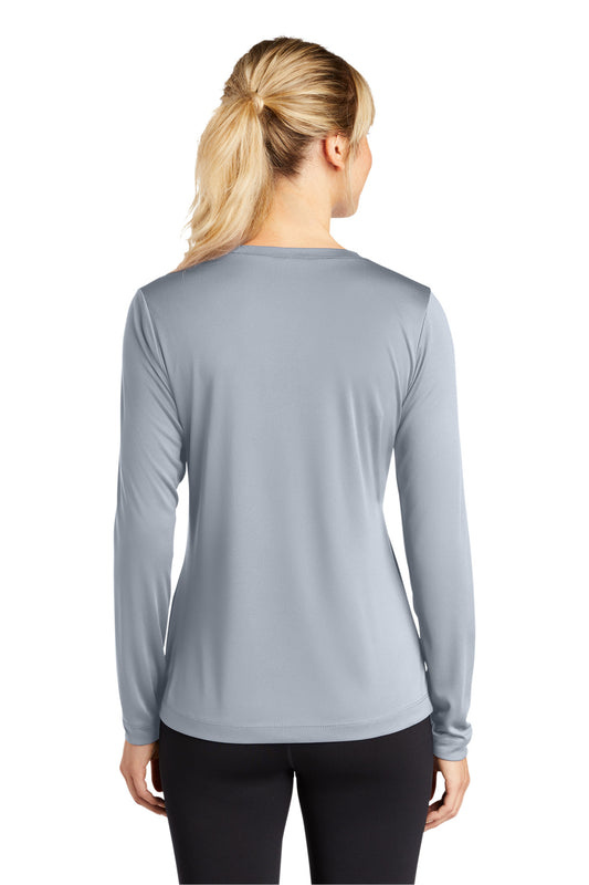 Sport-Tek Women's Long Sleeve PosiCharge Competitor V-Neck Tee. LST353LS Silver