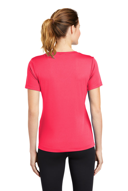 Sport-Tek Women's PosiCharge Competitor V-Neck Tee. LST353 Hot Coral