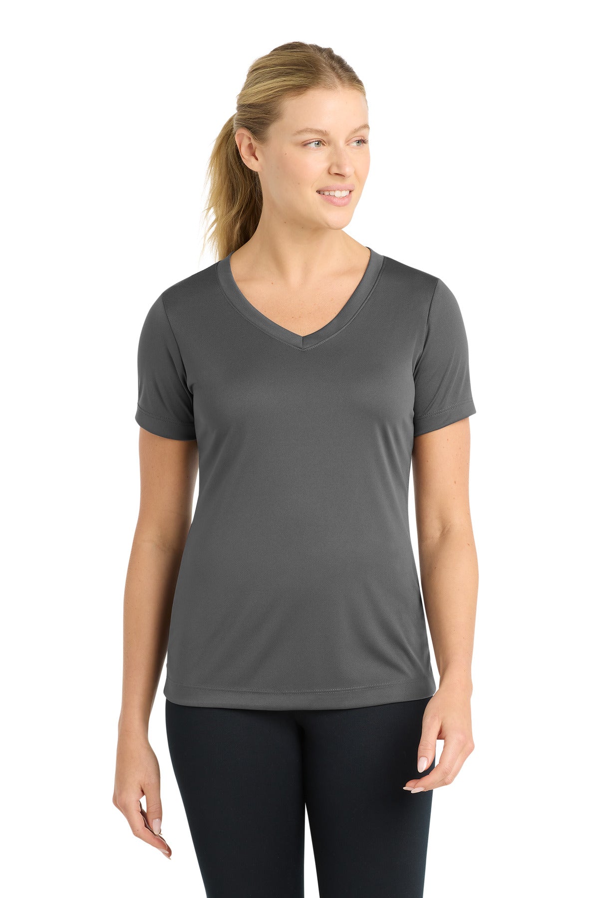 Sport-Tek Women's PosiCharge Competitor V-Neck Tee LST353 Iron Grey