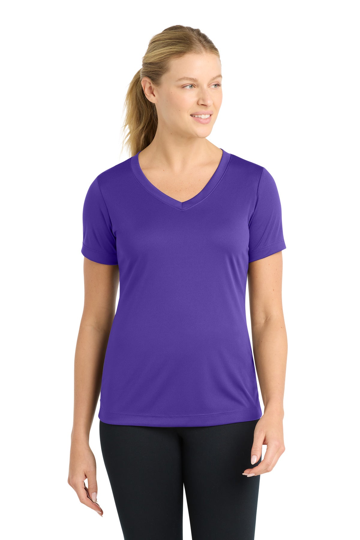 Sport-Tek Women's PosiCharge Competitor V-Neck Tee LST353 Purple