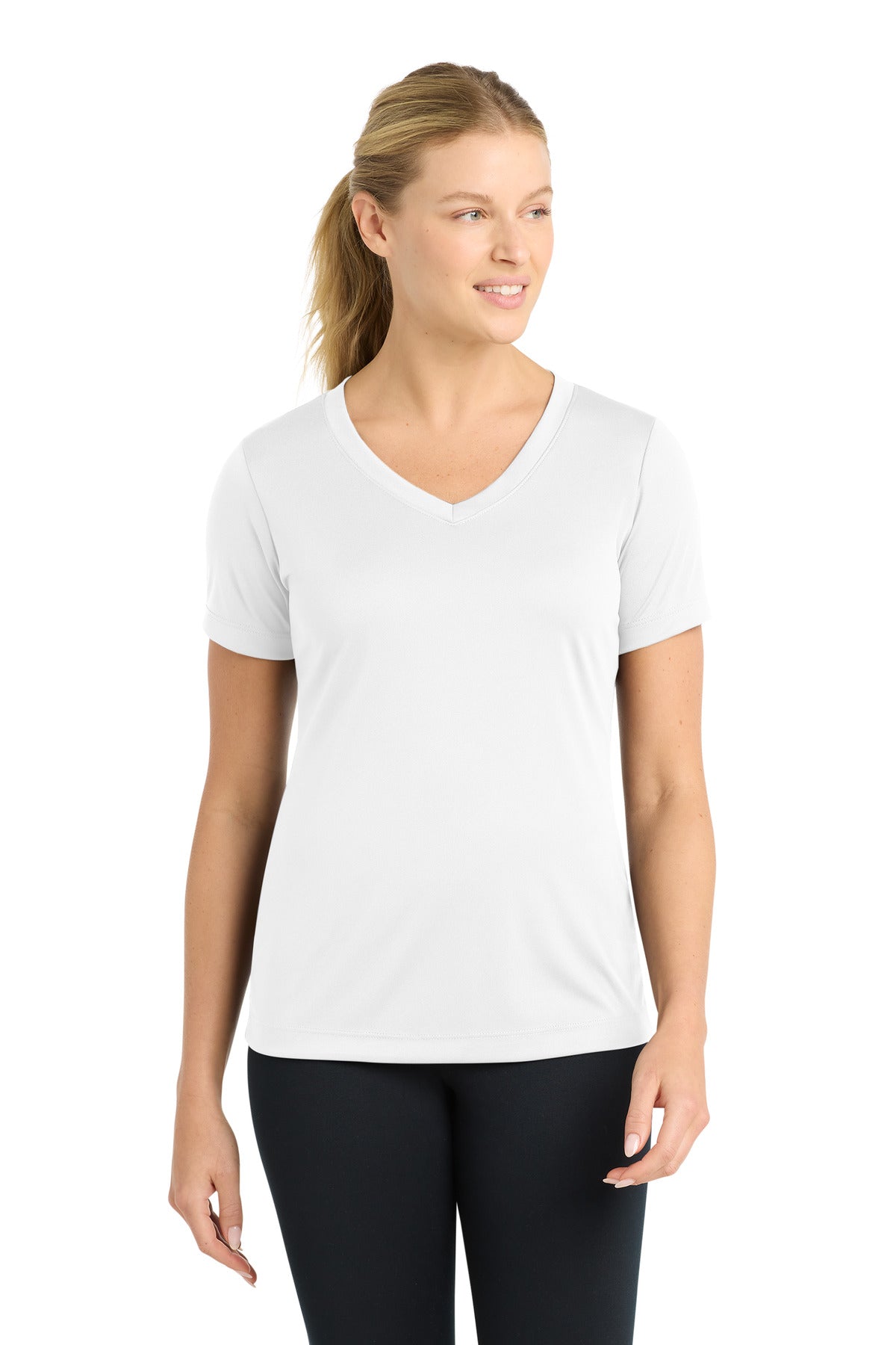Sport-Tek Women's PosiCharge Competitor V-Neck Tee LST353 White