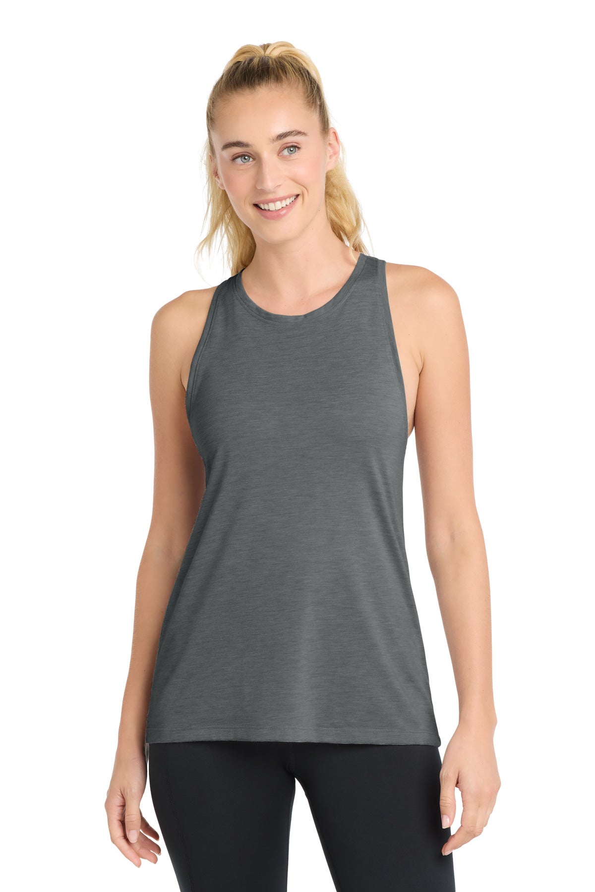 Sport-Tek Women's PosiCharge Tri-Blend Wicking Tank LST402 Dark Grey Heather