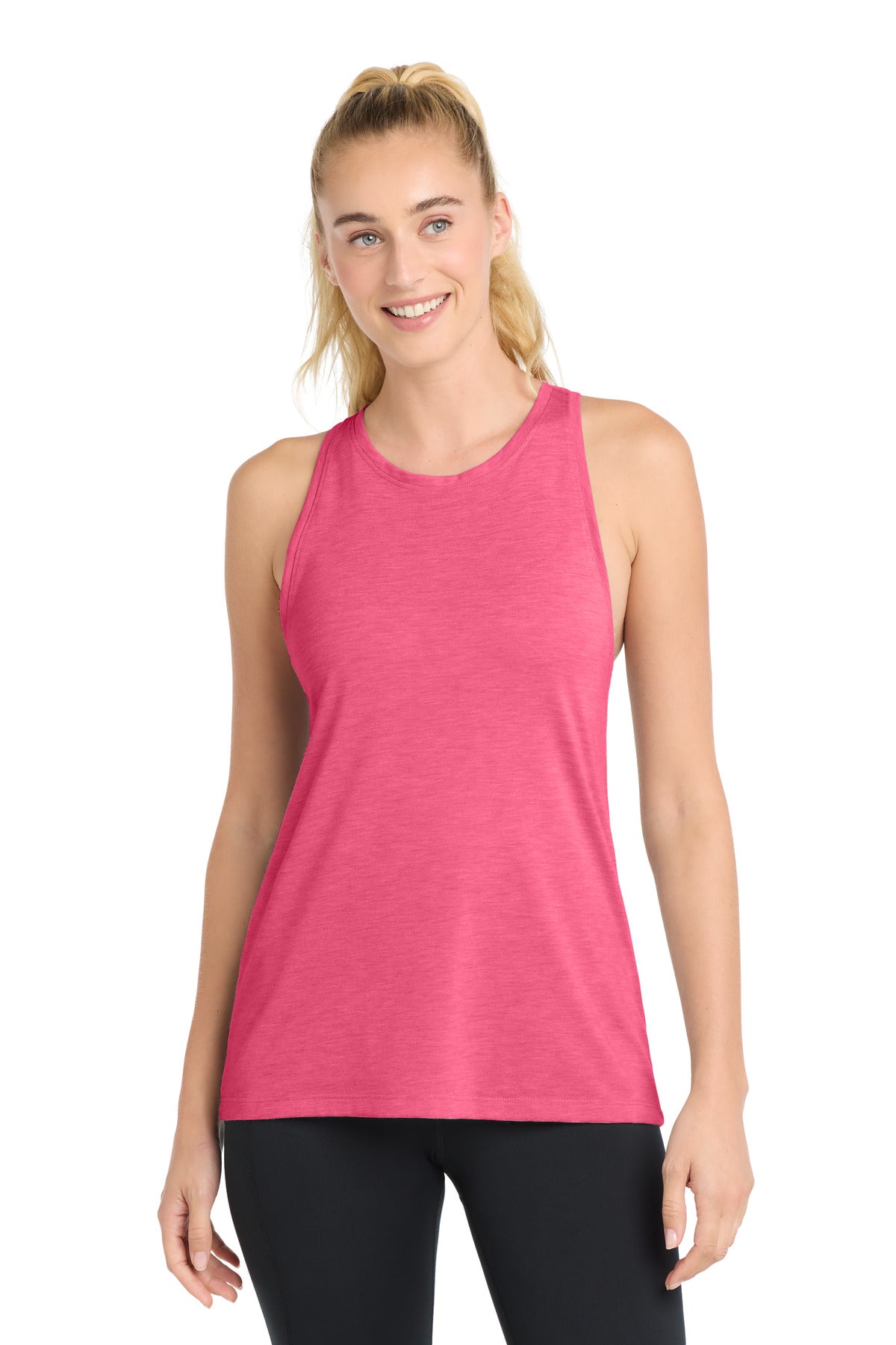 Sport-Tek Women's PosiCharge Tri-Blend Wicking Tank LST402 Pink Raspberry Heather