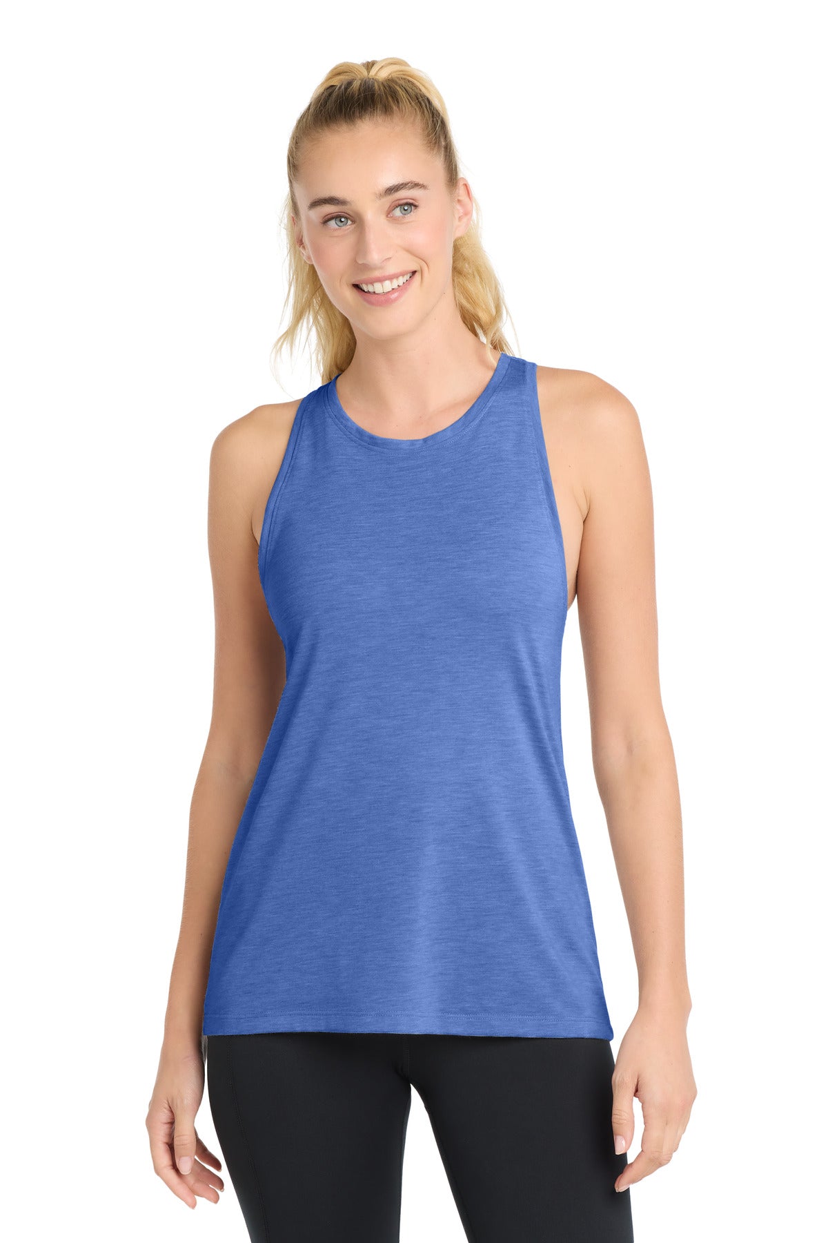 Sport-Tek Women's PosiCharge Tri-Blend Wicking Tank LST402 True Royal Heather