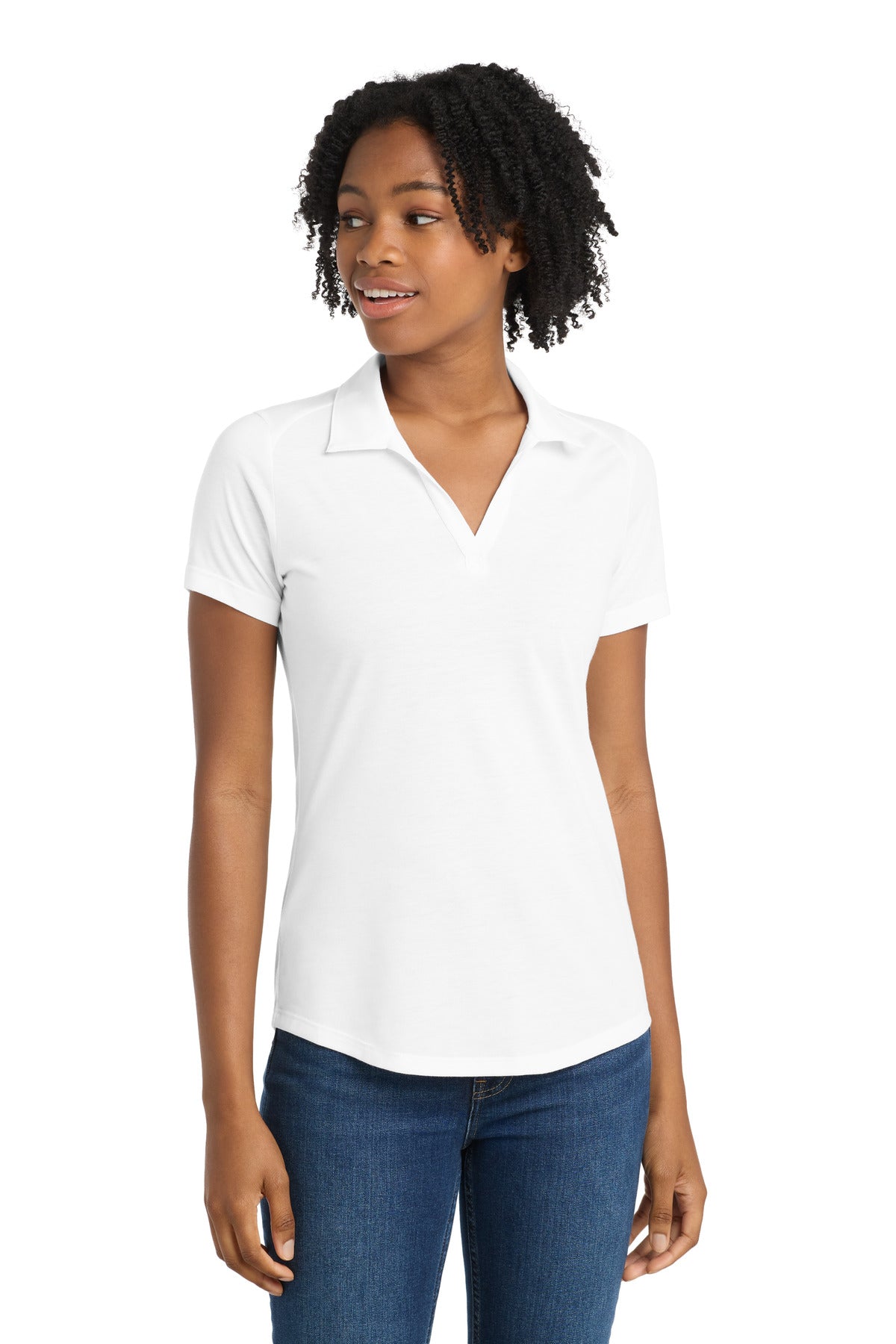 Sport-Tek Women's PosiCharge Tri-Blend Wicking Polo LST405 White Triad Solid