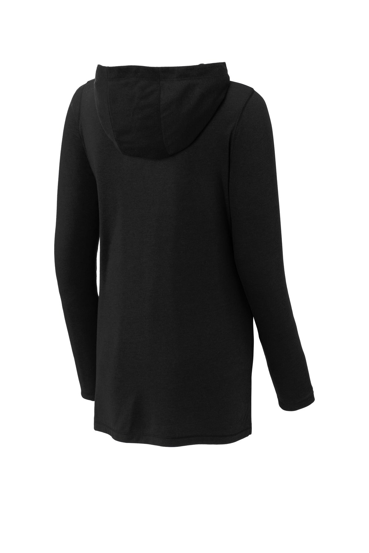 Sport-Tek Women's PosiCharge Tri-Blend Wicking Long Sleeve Hoodie LST406 Black Triad Solid