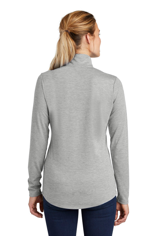 Sport-Tek Women's PosiCharge Tri-Blend Wicking 1/4-Zip Pullover. LST407 Light Grey Heather