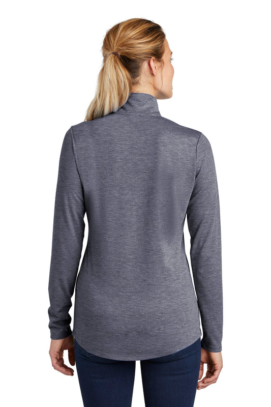 Sport-Tek Women's PosiCharge Tri-Blend Wicking 1/4-Zip Pullover. LST407 True Navy Heather