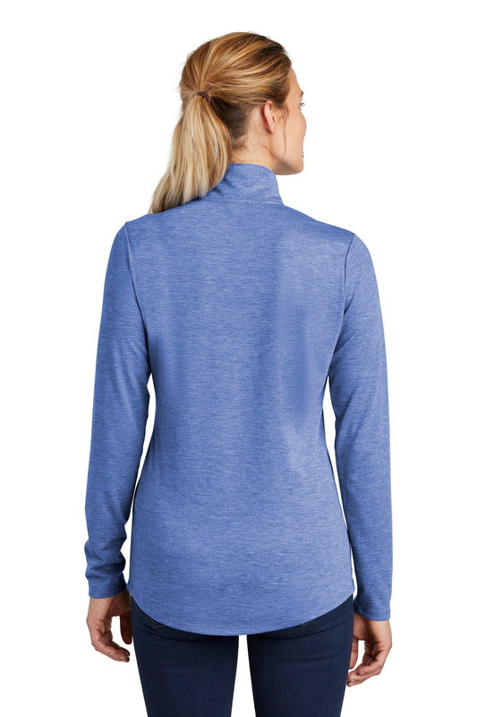 Sport-Tek Women's PosiCharge Tri-Blend Wicking 1/4-Zip Pullover. LST407 True Royal Heather