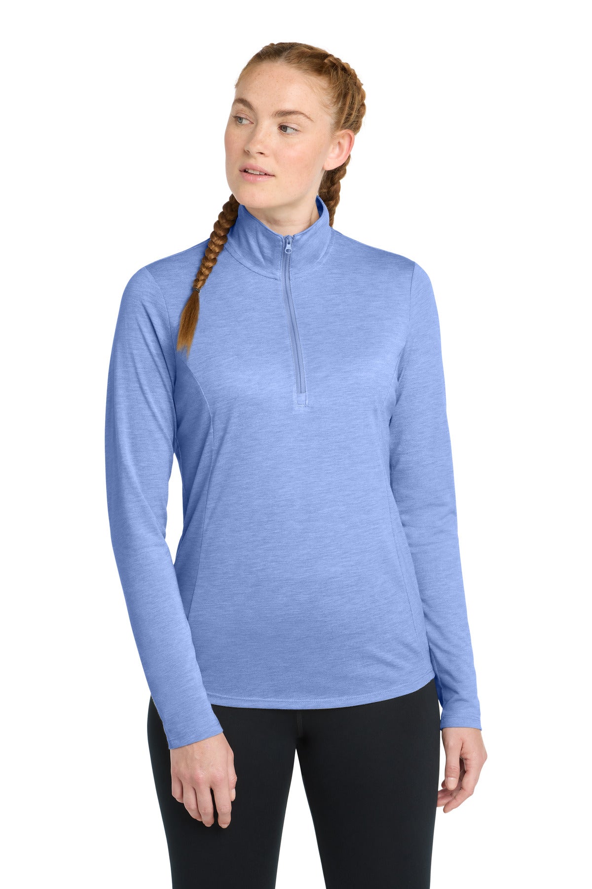 Sport-Tek Women's PosiCharge Tri-Blend Wicking 1/4-Zip Pullover LST407 True Royal Heather