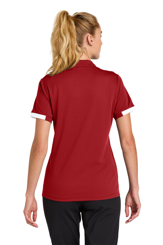 Sport-Tek Women's Club Colorblock Polo LST444 Deep Red/ White