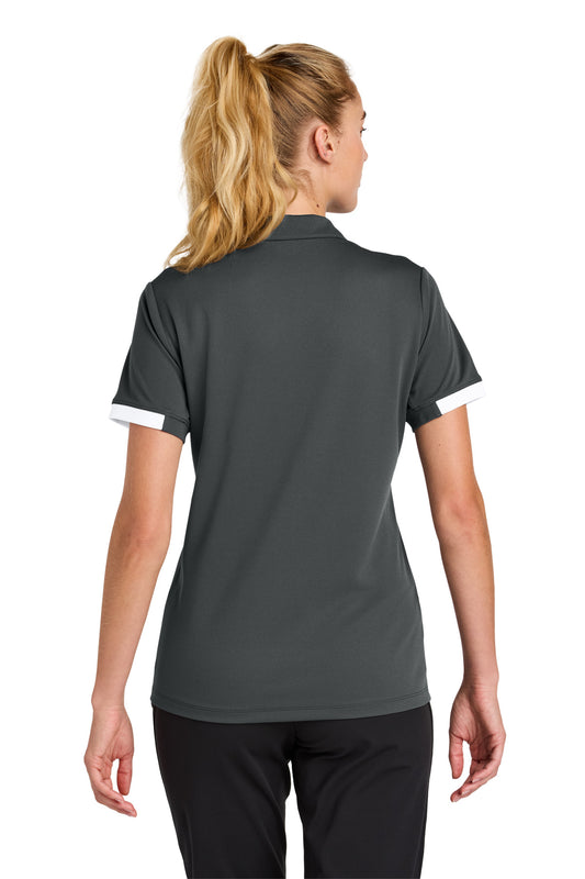 Sport-Tek Women's Club Colorblock Polo LST444 Iron Grey/ White