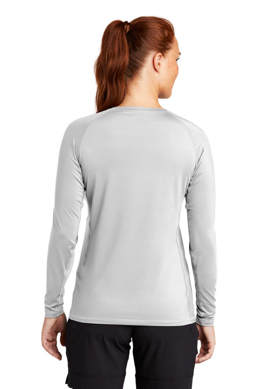 Sport-Tek Women's Long Sleeve Rashguard Tee. LST470LS White