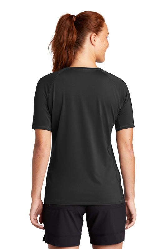 Sport-Tek Women's Rashguard Tee. LST470 Black