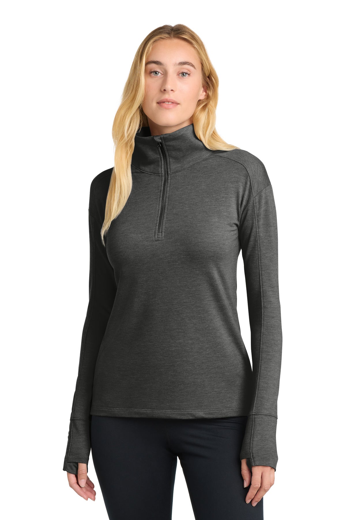 Sport-Tek Women's Sport-Wick Flex Fleece 1/4-Zip LST561 Dark Grey Heather