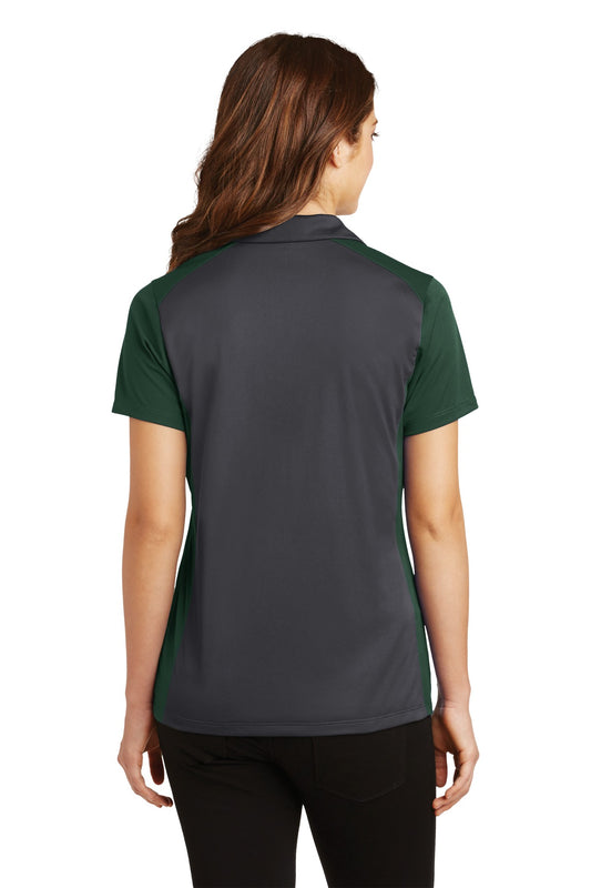 Sport-Tek Women's Colorblock Micropique Sport-Wick Polo. LST652 Iron Grey/ Forest Green