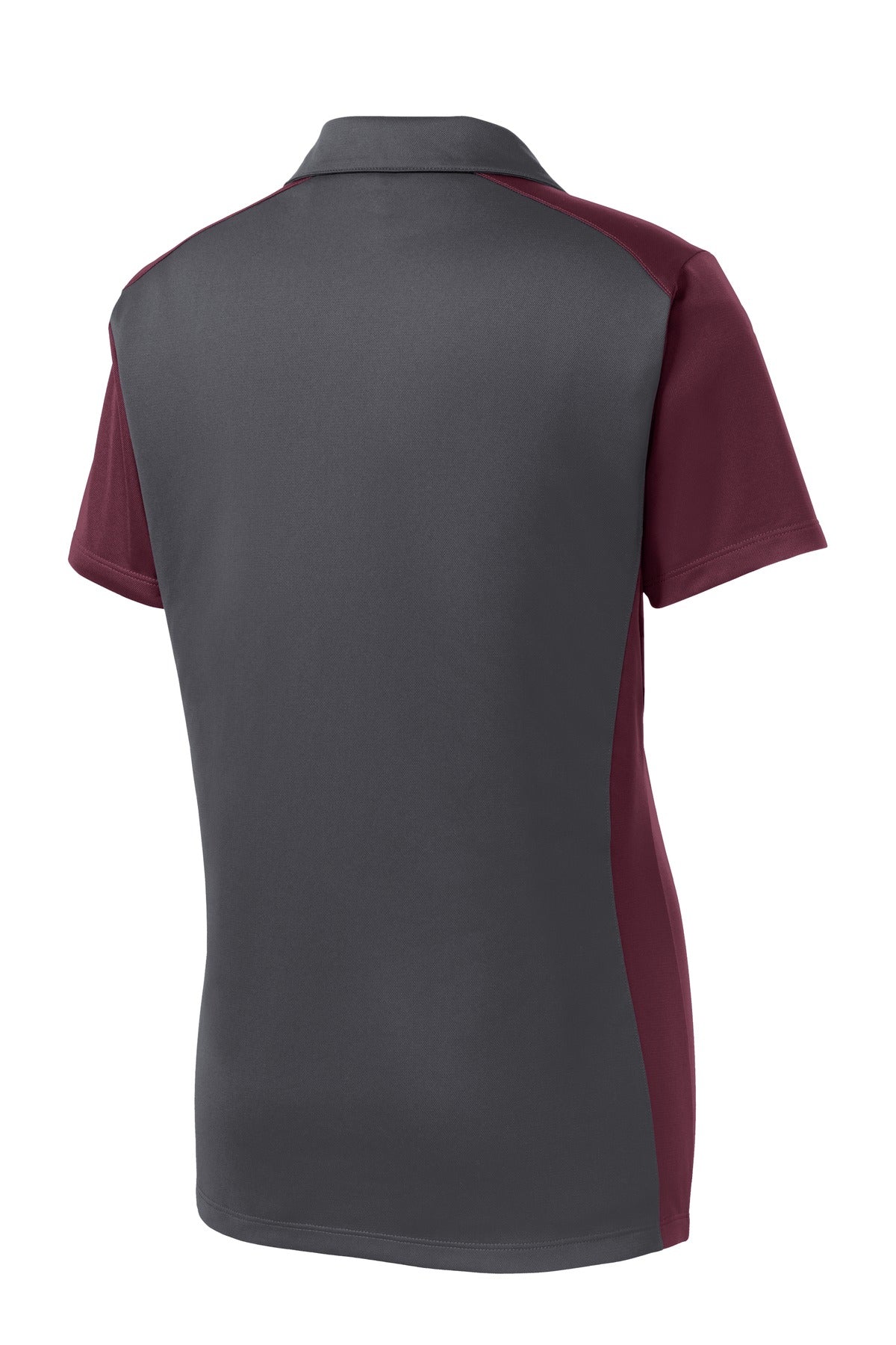 Sport-Tek Women's Colorblock Micropique Sport-Wick Polo. LST652 Iron Grey/ Maroon