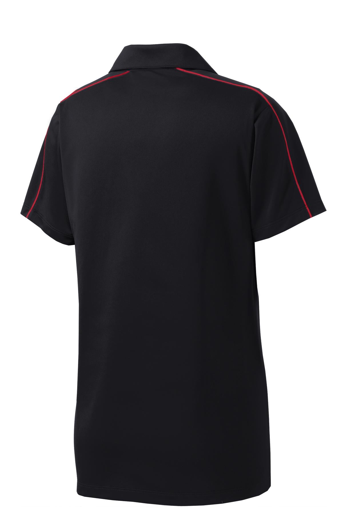 Sport-Tek Women's Micropique Sport-Wick Piped Polo. LST653 Black/ True Red