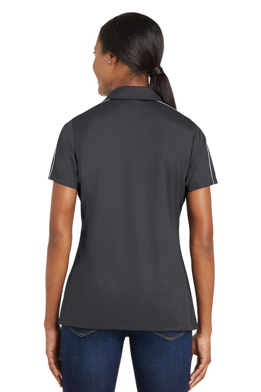 Sport-Tek Women's Micropique Sport-Wick Piped Polo. LST653 Iron Grey/ White