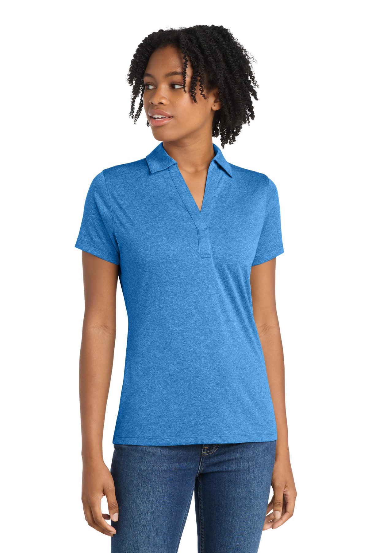Sport-Tek Women's Heather Contender Polo LST660 Blue Wake Heather