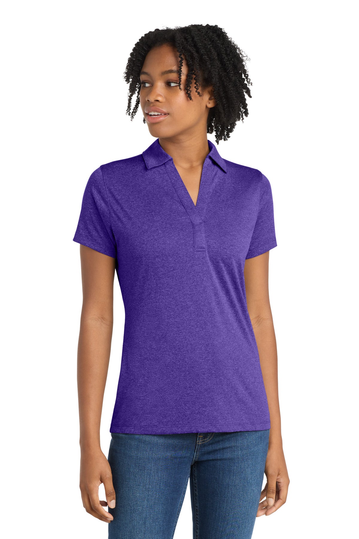 Sport-Tek Women's Heather Contender Polo LST660 Varsity Purple Heather