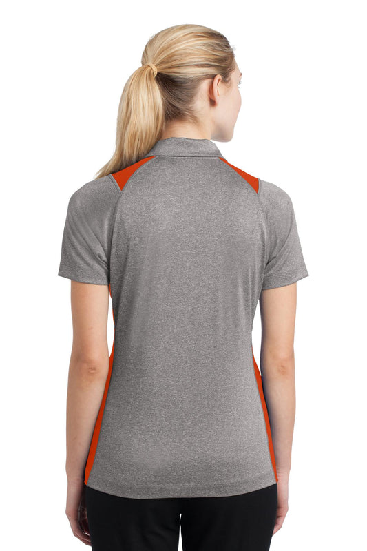 Sport-Tek Women's Heather Colorblock Contender Polo. LST665 Vintage Heather/ Deep Orange