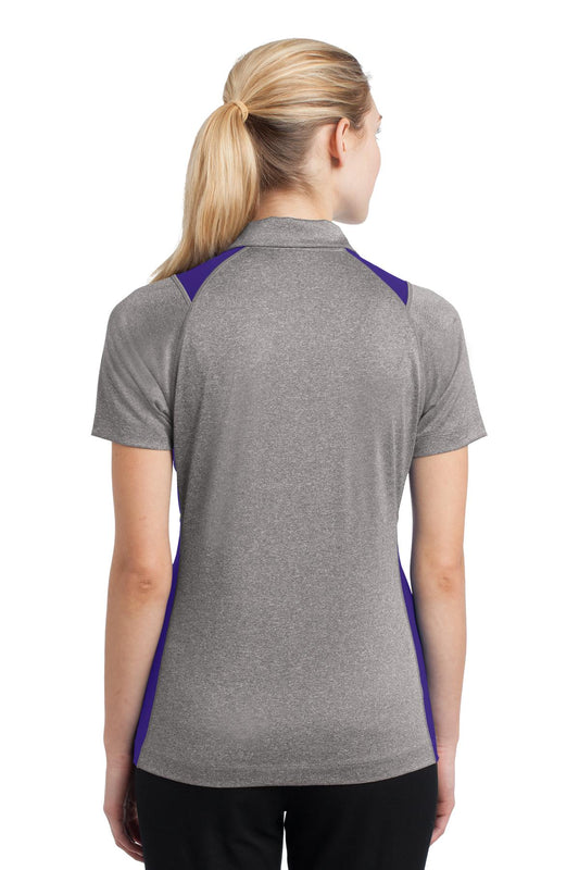Sport-Tek Women's Heather Colorblock Contender Polo. LST665 Vintage Heather/ Purple